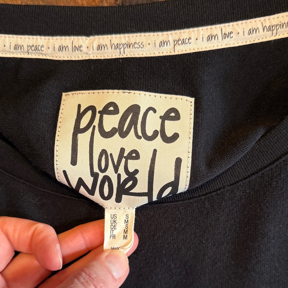 Peace Love World Black Long Sleeve Top - Picture 2 of 4